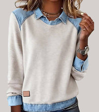 Ravit - Denim Strickoberteil Mit Langen Ärmeln in Beige