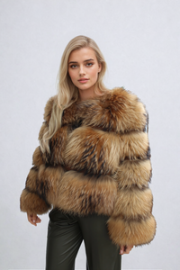 DACY | Stilvoller Faux Pelzmantel in Braun