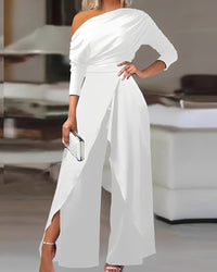 Carla | Damen Jumpsuit Locker Stilvoll Elegant Casual Komfort Modern in Weiß