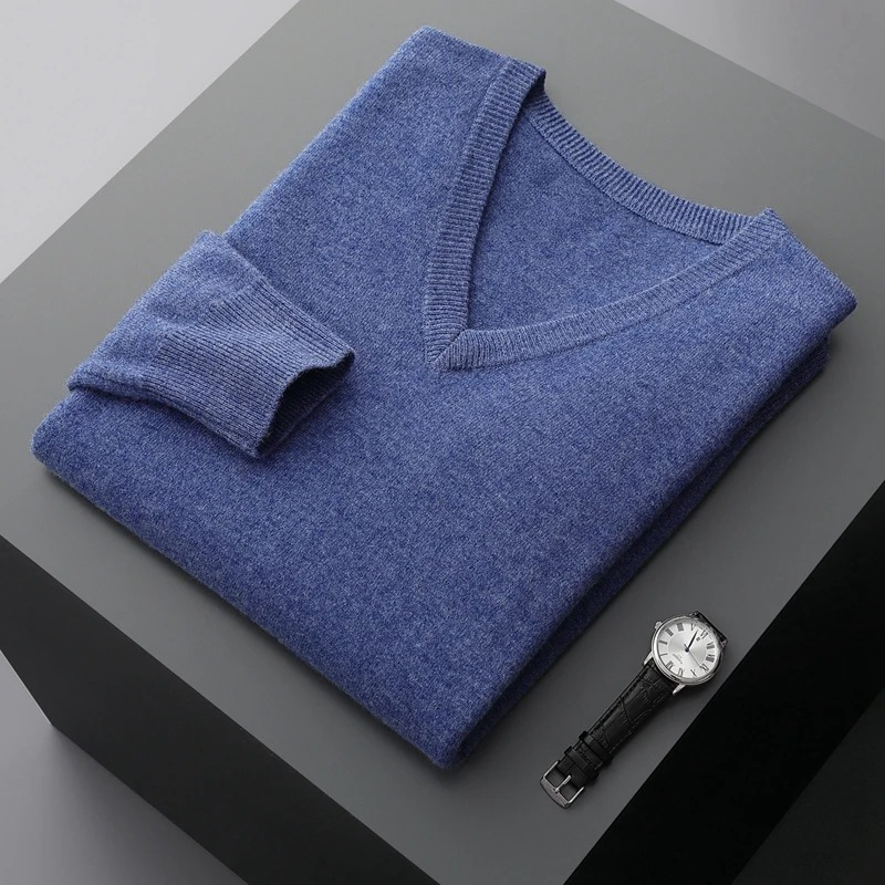 Fudus | Kaschmir Pullover Herren, V-ausschnitt, Weiches Kaschmir Strickmaterial