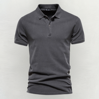 Stilvolles Herren-Poloshirt kurzarm mit Knopfleiste in Grau