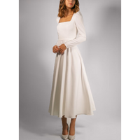 Céleste | Damen Hochzeitsgast Kleid Maxi Langarm A-Linie Elegant in Weiss