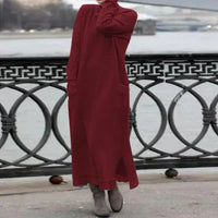 Liana – Elegantes Maxikleid für kühle Tage in Rot