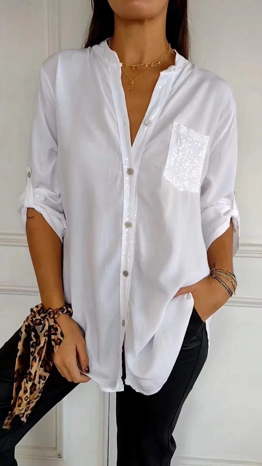 Bubnash® | Glitzerbluse mit Paillettentasche