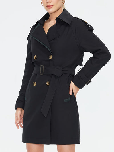 Gracey | Doppelreihiger Damen-Trenchcoat mit verstellbarem Gürtel und Epauletten