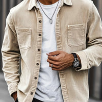 Bryce | Herren Langarm-Overshirt mit Taschen und Knöpfen in Khaki