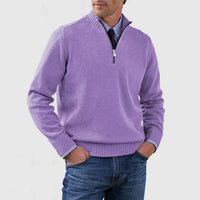Ben | Modischer Warmer Pullover Mit Halbem Reißverschluss in Hellviolett