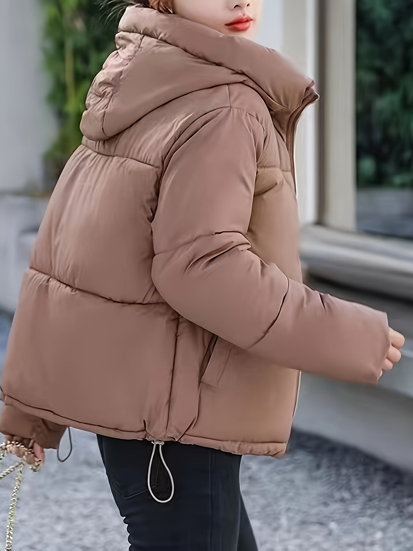 Elegante Braune Casual Polyester Gepolsterte Winterjacke für Damen | Ideal für den Winter
