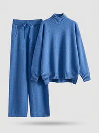 Damen Langarm-Zweiteiler mit Kordelzug in Blau