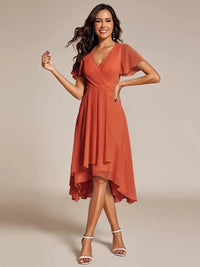 Bella | Damen Trendy Midikleid Modern Casual Elegant Aktuell in Orange