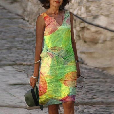 Damen ärmelloses Mini-Kleid mit V-Ausschnitt für den Sommer