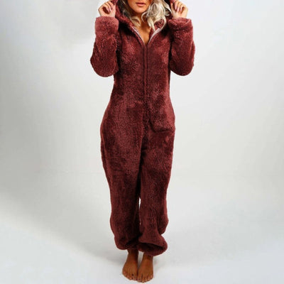 Grauer Fleece-Jumpsuit - Nora