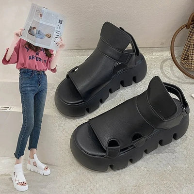 Kimono | Plateausandalen mit Klettverschluss für den Sommer