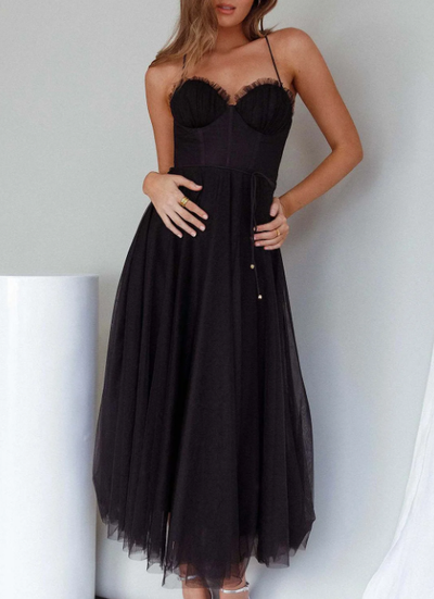 Fudus | Elegantes Chiffon Kleid Mit Korsatzt