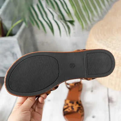 Fudus | Leopard Print Flatsandalen Mit Mühelosem Chic Für Damen
