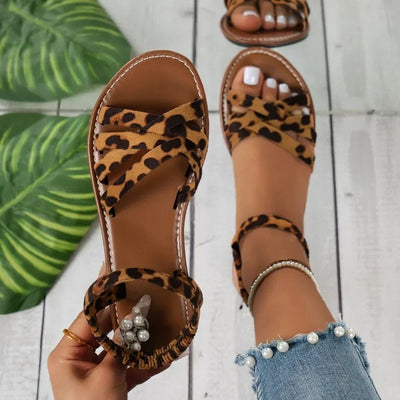Fudus | Leopard Print Flatsandalen Mit Mühelosem Chic Für Damen