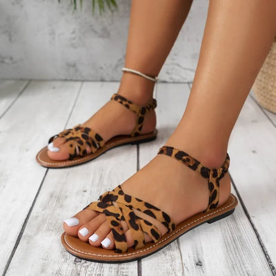 Fudus | Leopard Print Flatsandalen Mit Mühelosem Chic Für Damen