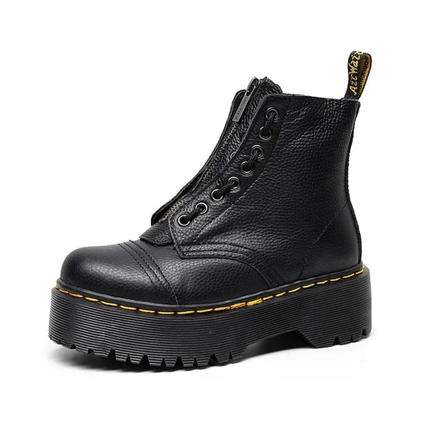 Reah | Plateaustiefel aus echtem Leder – Stilvoll und robust