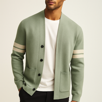 Tobias | Herren Taillierte Passform Strickjacke Pullover in Hellgrün
