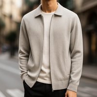 Quinton – Kaschmir Strickjacke Mit Reißverschluss in Beige