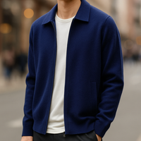 Quinton – Kaschmir Strickjacke Mit Reißverschluss in Blau