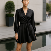 Sascha - Damen Wickelabendkleid für stilvolle Anlässe in Schwarz
