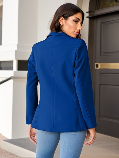 Trendiger Einfarbiger Offener Blazer Mit Seitentaschen Für Damen |  Ideal für das tägliche Tragen