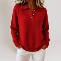Olivia™ | Weicher Strickpullover mit Kragen in Rot