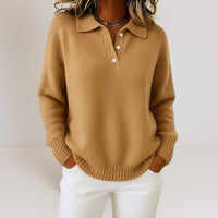 Olivia™ | Weicher Strickpullover mit Kragen in Kamel