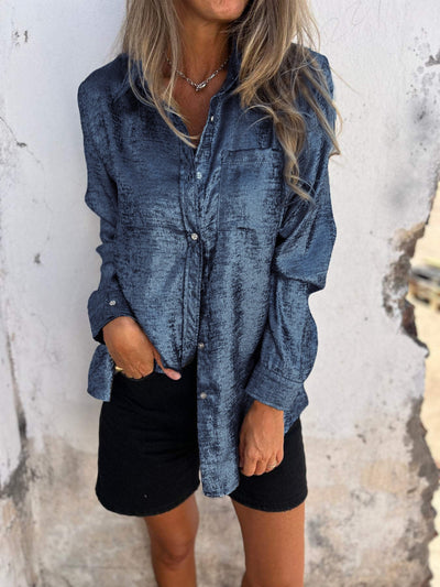Metallene Damenbluse mit Kragen