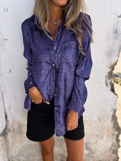 Metallene Damenbluse mit Kragen