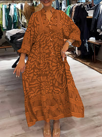 Selvianne | Damen Druckkleid Künstlerisch Ausdrucksstark Modern Statement in Orange