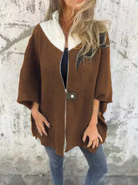 Corana - Stehkragenjacke mit halbem Reißverschluss in Braun