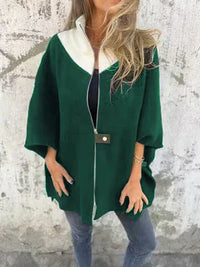 Corana - Stehkragenjacke mit halbem Reißverschluss in Grün