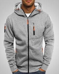 Herman | Herren Eleganter Hoodie Pullover mit Reißverschluss in Hellgrau