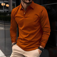 Deacon - Bequemes Langarm-Poloshirt für Herren in Orange