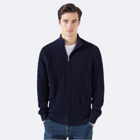 Lukas | Klassischer Strickpullover mit Half-Zip in Blau