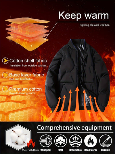 Warme Fleece-Winter-Steppjacke für Herren | Ideal für den Winter
