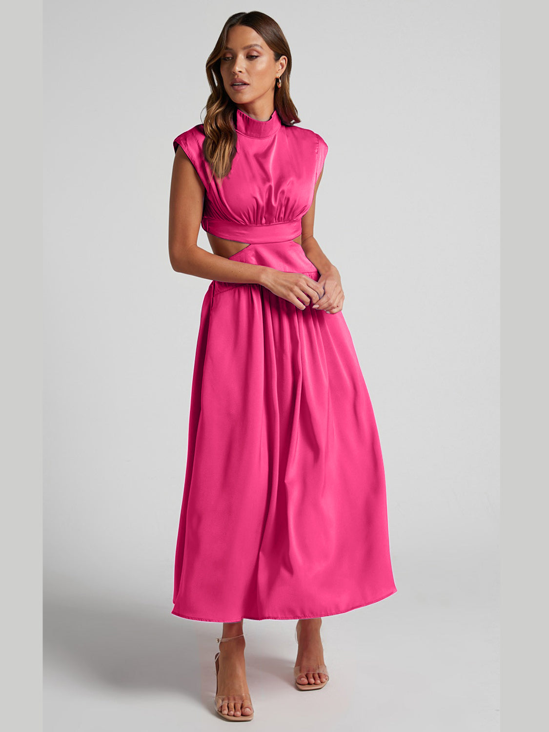 Judith - Elegantes Ärmelloses Kleid mit Cutout und Stehkragen für Damen