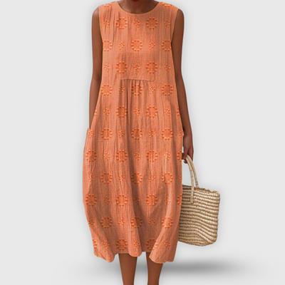 Roos™ | Elegantes ärmelloses Baumwollkleid mit Taschen