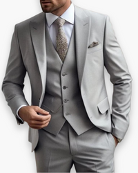 Felix | Herren Dreiteiliger Anzug Weste Business Elegant Hochzeit Festlich in Hellgrau