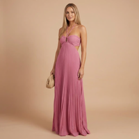 Nancy - Faltenrock Halter Cut-Out Maxikleid in Rosa