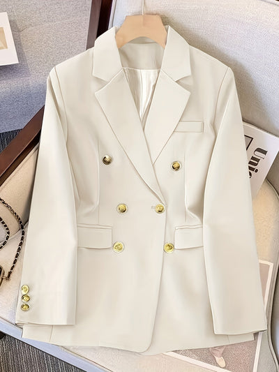 Schicke Langer Slim-Blazer Mit Goldenen Knöpfen Für Damen |  Ideal für das tägliche Tragen