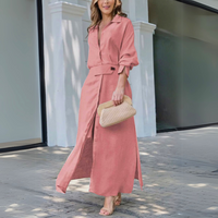 Patricia | Damen Elegantes Knöpfen Maxikleid in Rosa