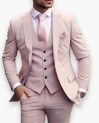 Felix | Herren Dreiteiliger Anzug Weste Business Elegant Hochzeit Festlich in Hellrosa