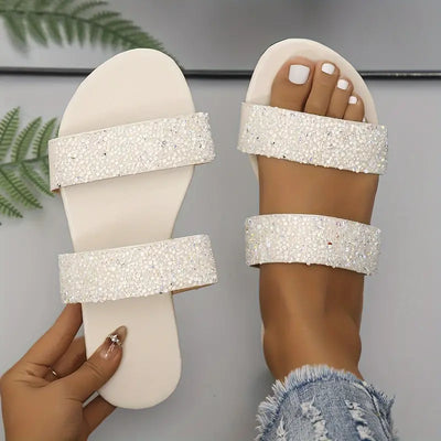 Glitzy | Glitzernde Pailletten Slide Sandalen