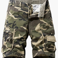 Herren-Bermudashorts mit Camouflage-Design und Taschen in Khaki