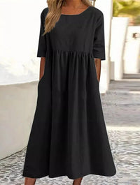 Lässiges Damenkleid | Midi in Schwarz