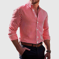 Mariusz | Herren gestreiftes Langarmhemd in Rot