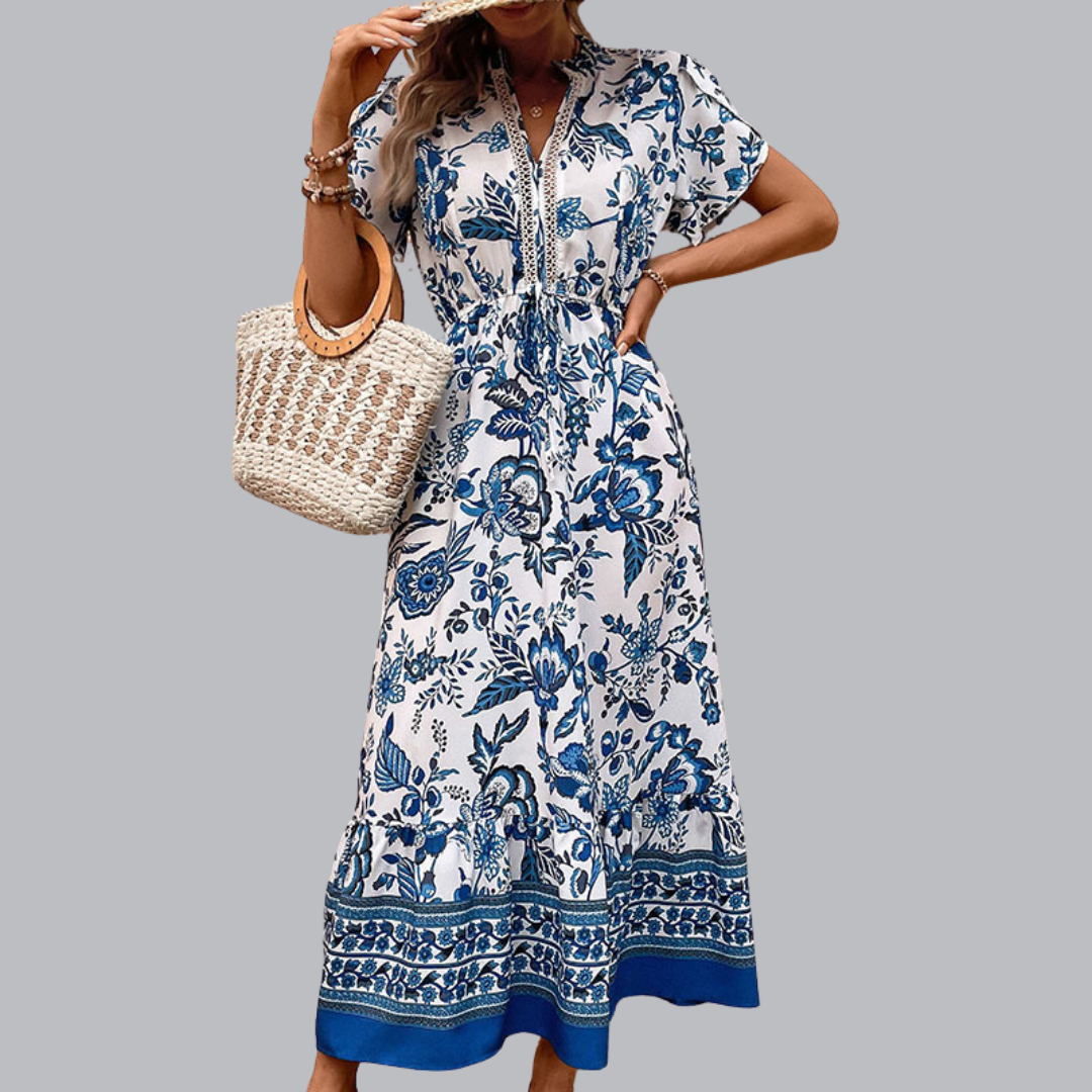 Ina™ | Boho-Maxikleid mit Taillenzug